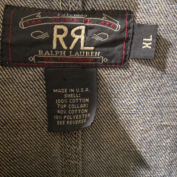 RRL by RALPH LAUREN Size XL Blue Taupe Cotton RARE Trucker Jacket - Picture 7 of 13